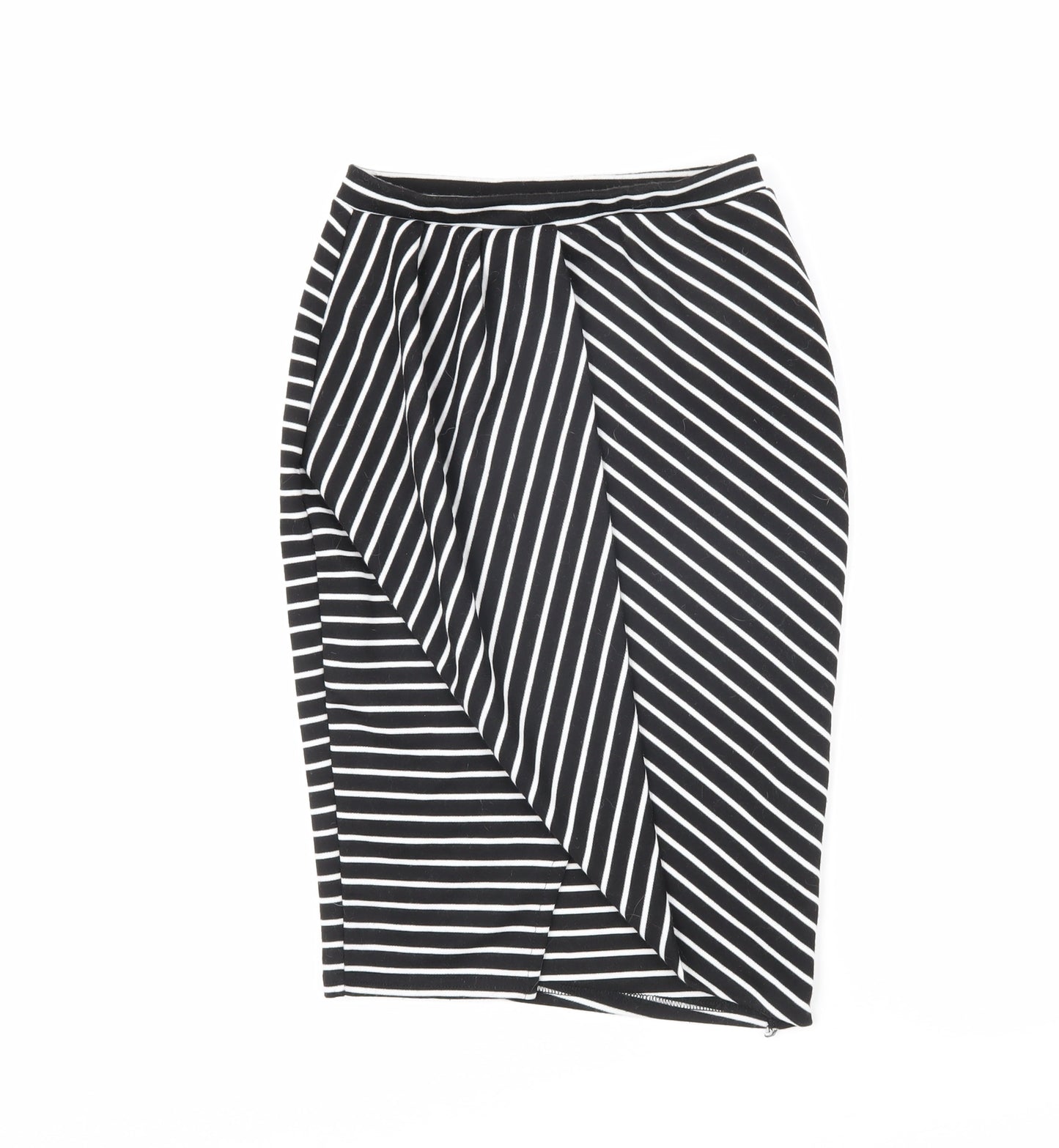 Miss Selfridge Womens Black Striped Polyester Straight & Pencil Skirt Size 6