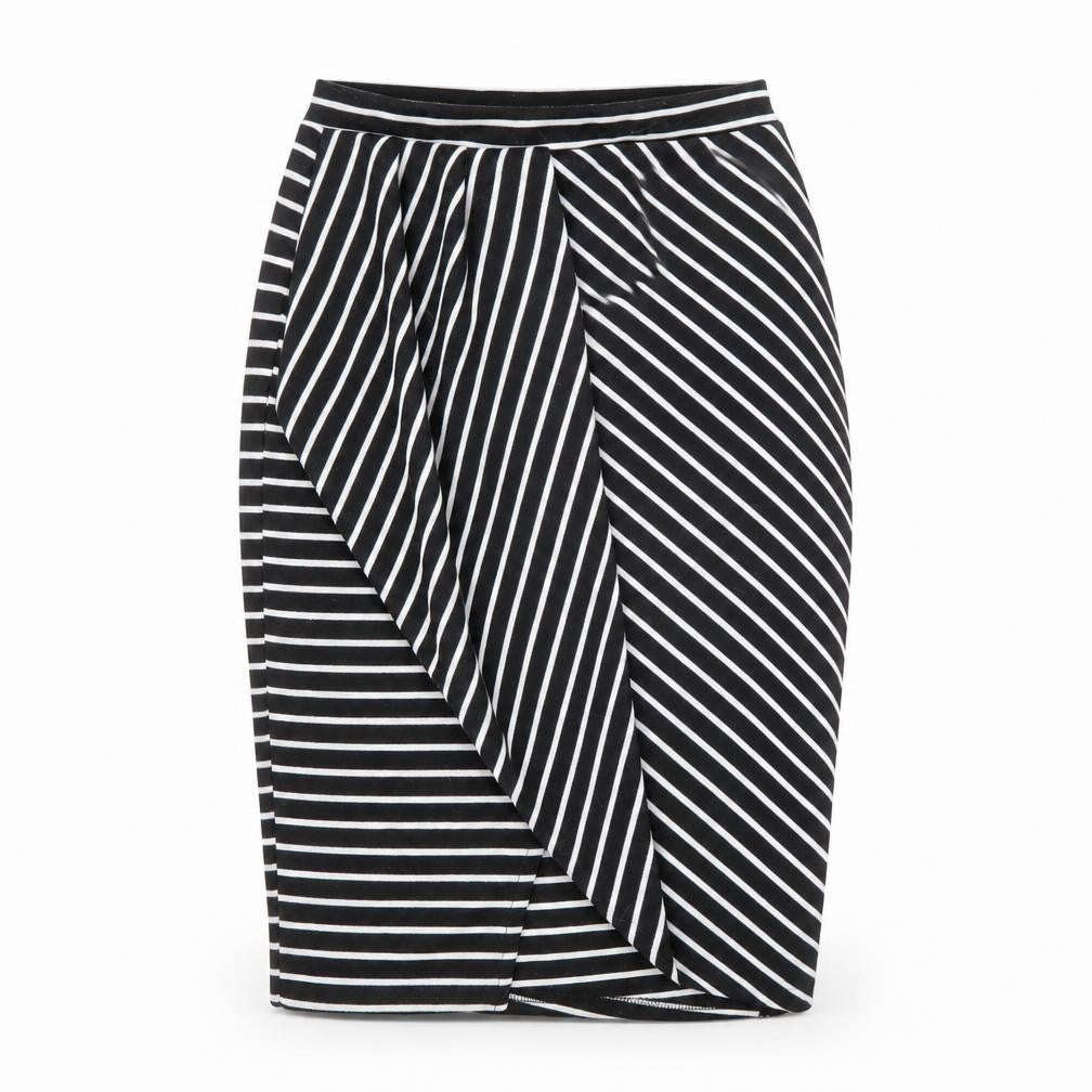 Miss Selfridge Womens Black Striped Polyester Straight & Pencil Skirt Size 6