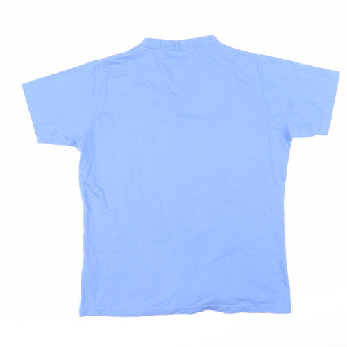 EWM Womens Blue Cotton Basic T-Shirt Size S V-Neck