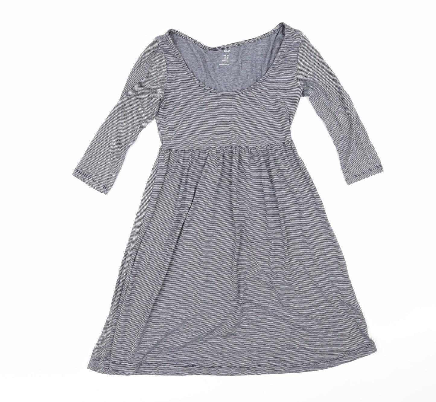 H&M Womens Blue Striped Viscose A-Line Size XS Scoop Neck Pullover