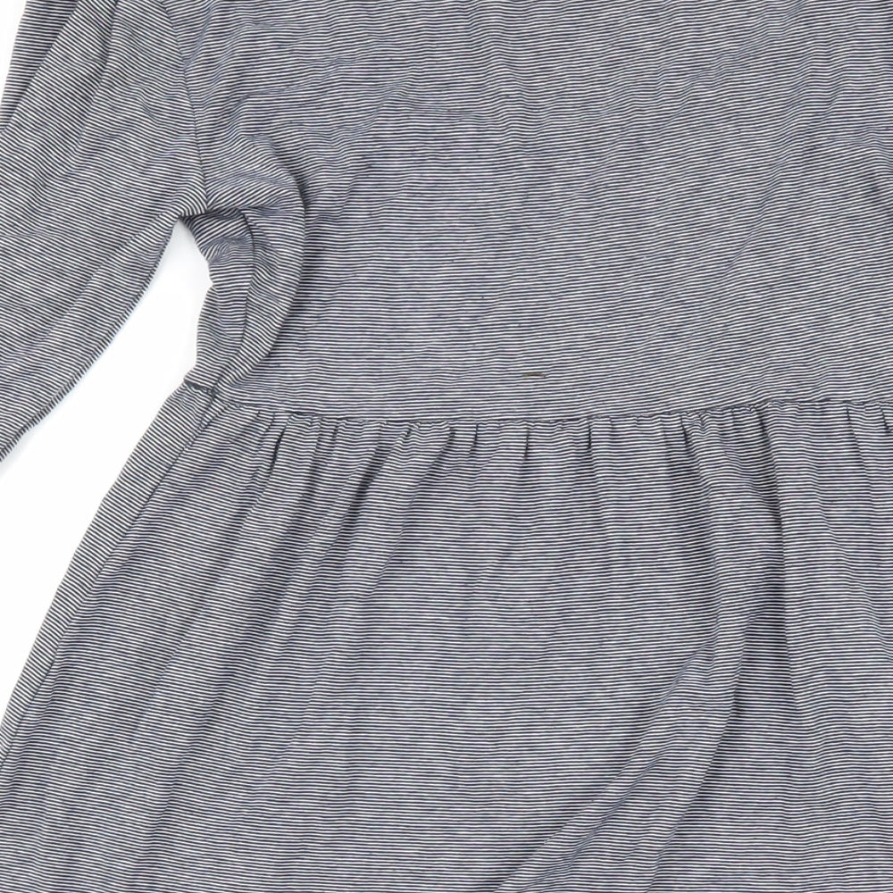 H&M Womens Blue Striped Viscose A-Line Size XS Scoop Neck Pullover