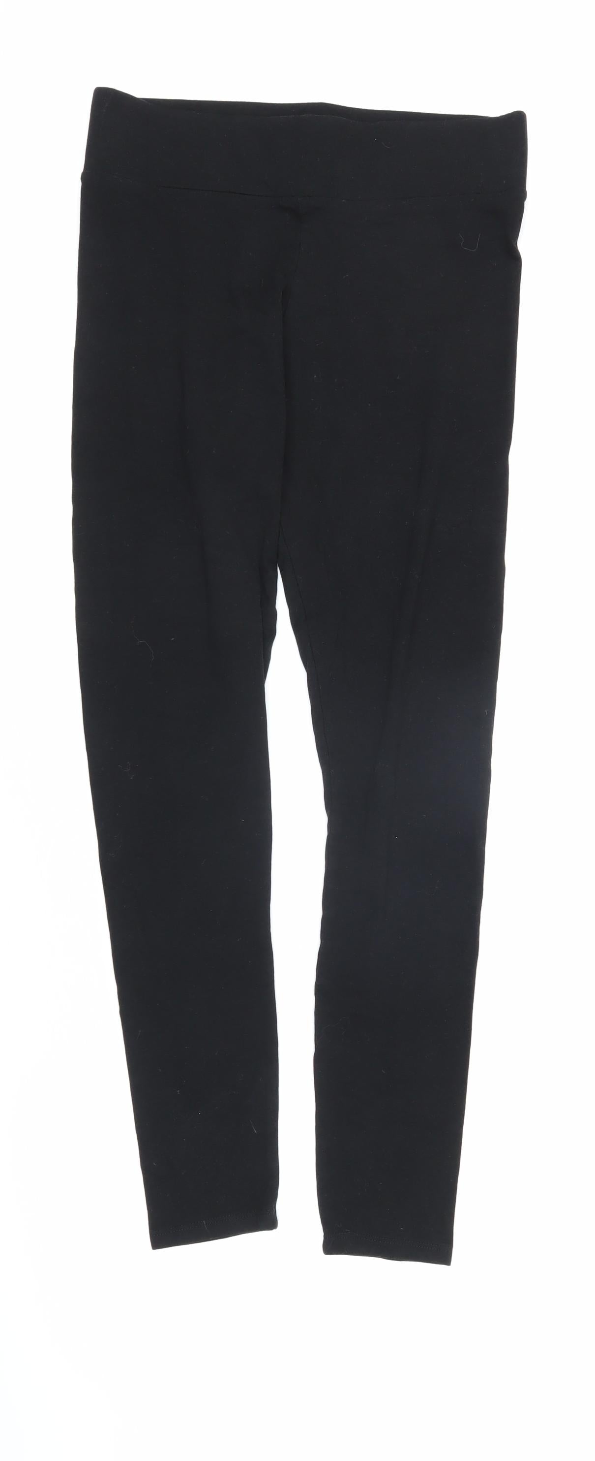 H&M Womens Black Cotton Jogger Trousers Size M L26.5 in Regular - Elasticated waist