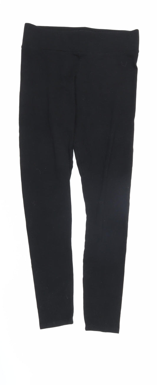 H&M Womens Black Cotton Jogger Trousers Size M L26.5 in Regular - Elasticated waist