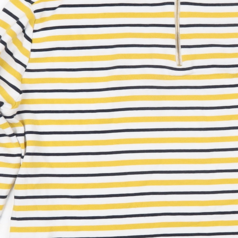 John Lewis Womens Yellow Striped 100% Cotton Basic T-Shirt Size 16 Boat Neck