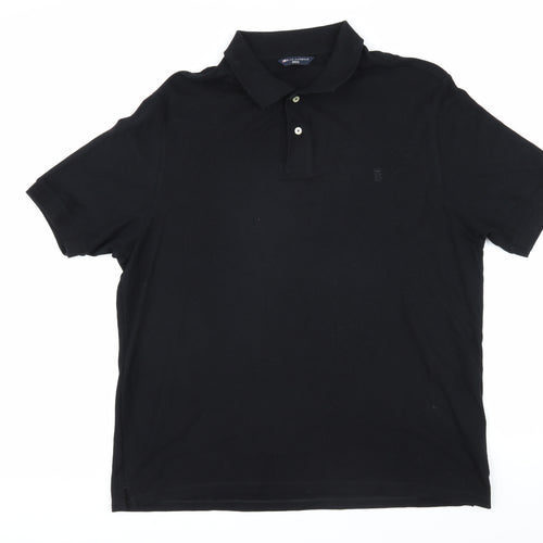 Blue Harbour Mens Black 100% Cotton Polo Size XL Collared Button