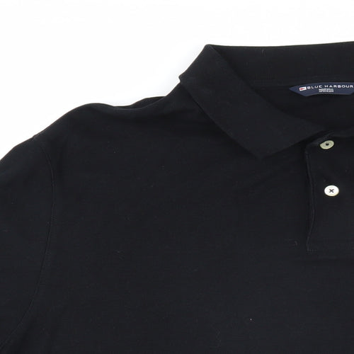 Blue Harbour Mens Black 100% Cotton Polo Size XL Collared Button