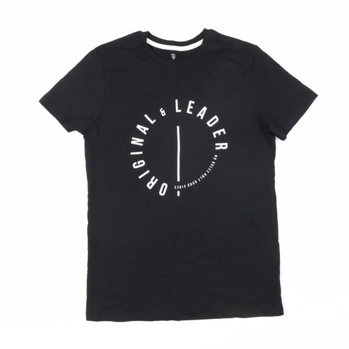 La Redoute Boys Black 100% Cotton Basic T-Shirt Size 16 Years Round Neck Pullover - Original & leader No rules only good vibes