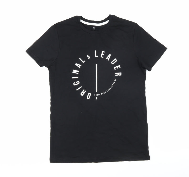 La Redoute Boys Black 100% Cotton Basic T-Shirt Size 16 Years Round Neck Pullover - Original & leader No rules only good vibes