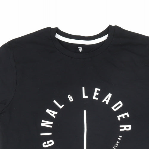 La Redoute Boys Black 100% Cotton Basic T-Shirt Size 16 Years Round Neck Pullover - Original & leader No rules only good vibes