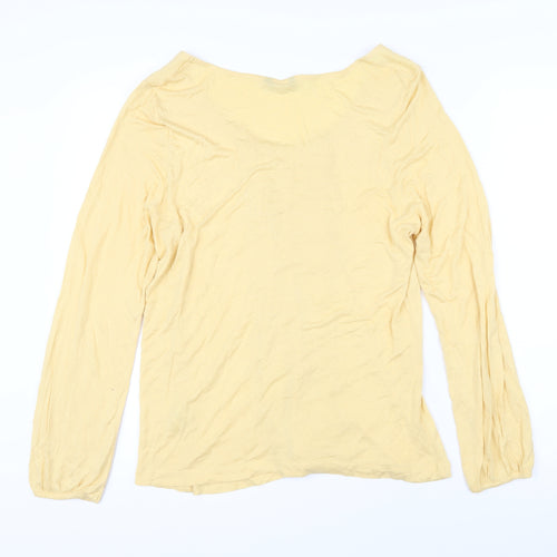 M&Co Womens Yellow Viscose Basic T-Shirt Size 16 Scoop Neck