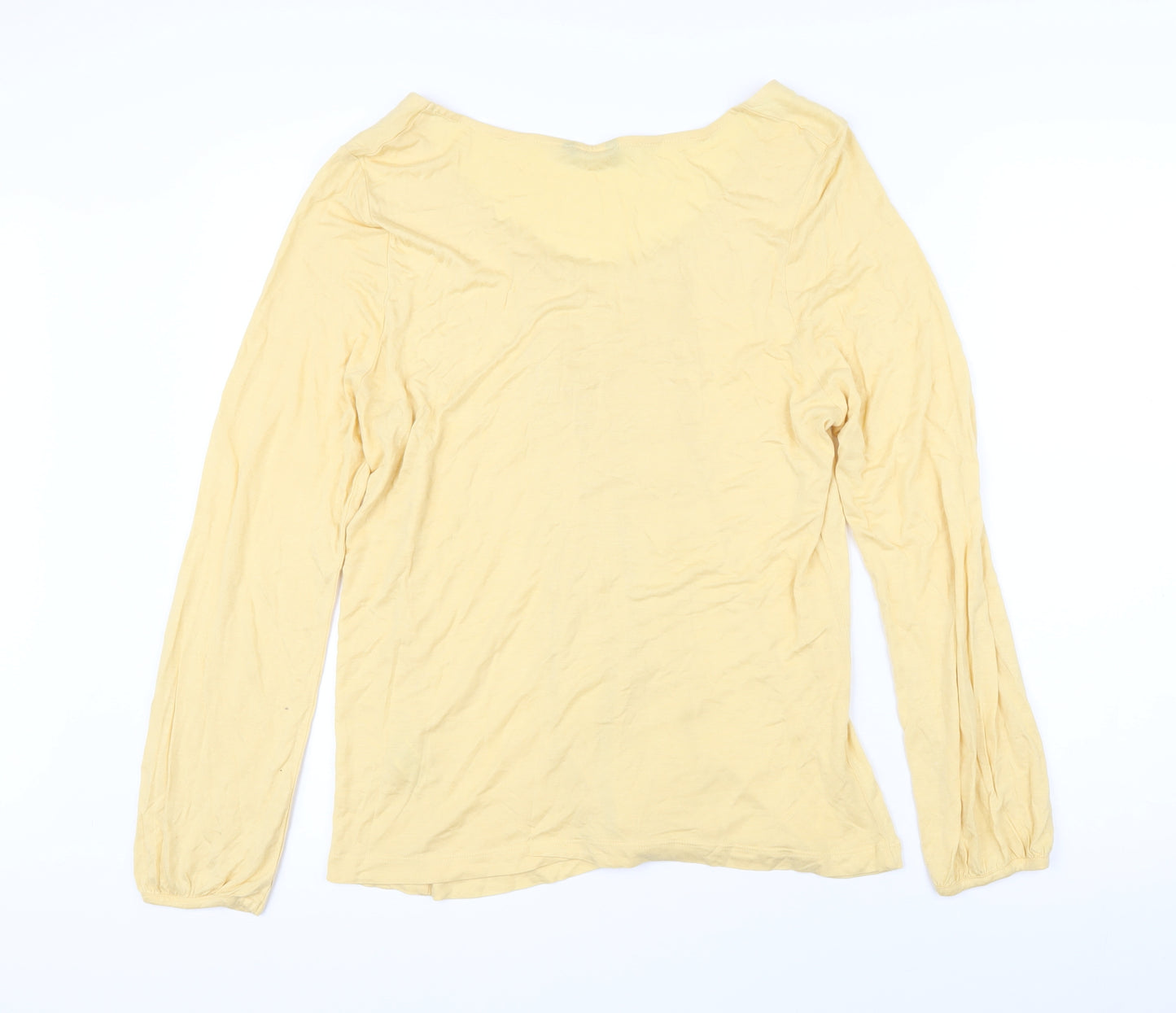 M&Co Womens Yellow Viscose Basic T-Shirt Size 16 Scoop Neck