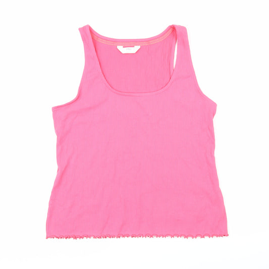 Marks & Spencer Womens Pink Cotton Basic T-Shirt Size L Scoop Neck