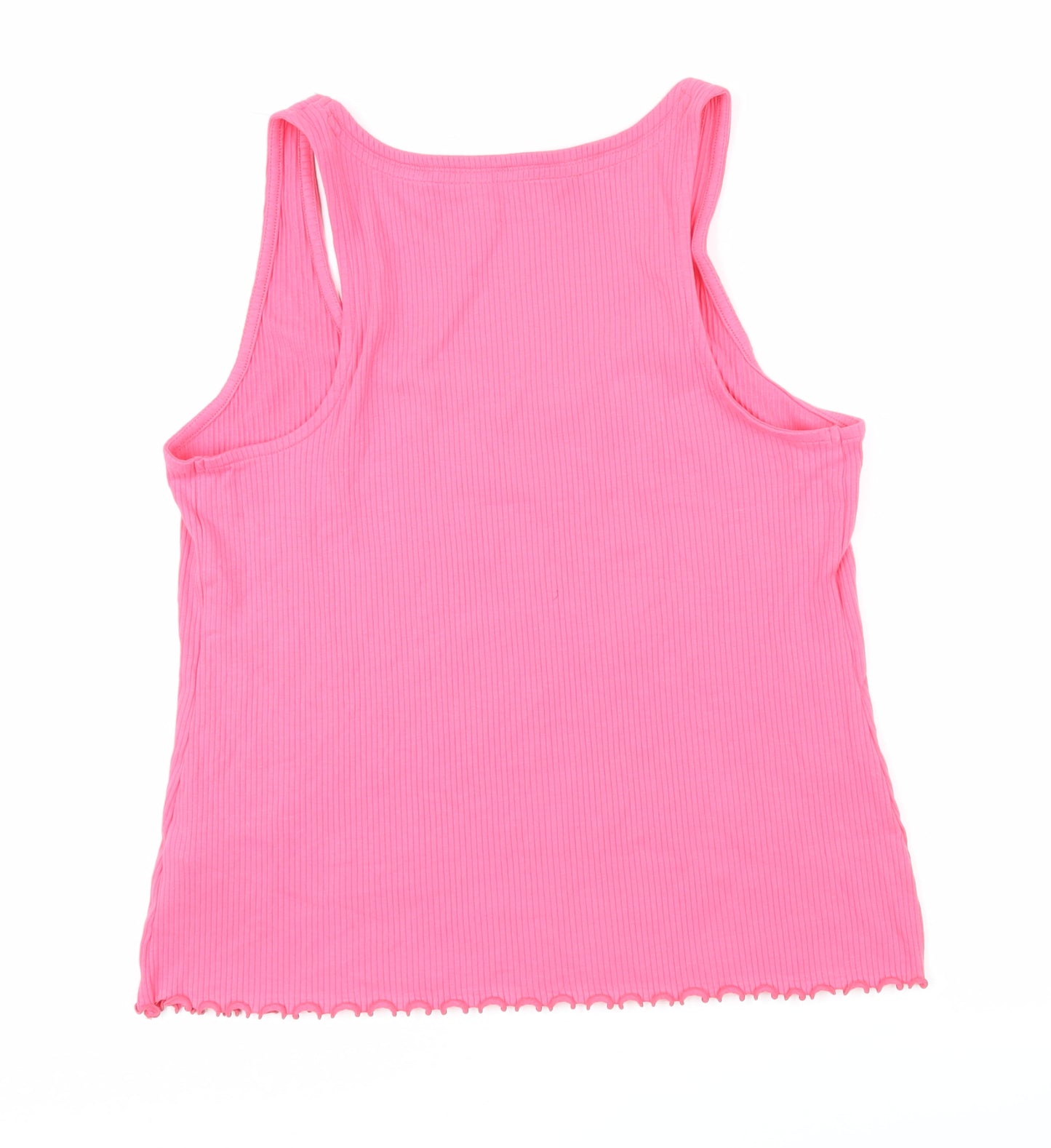 Marks & Spencer Womens Pink Cotton Basic T-Shirt Size L Scoop Neck