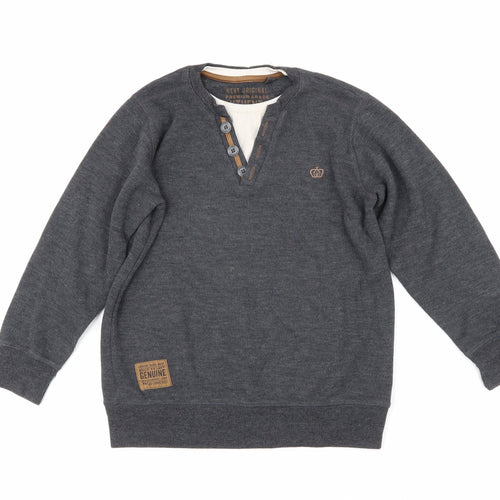 NEXT Boys Grey Acrylic Basic Casual Size 8 Years Round Neck Pullover