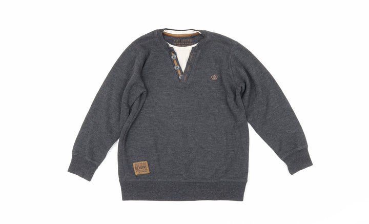 NEXT Boys Grey Acrylic Basic Casual Size 8 Years Round Neck Pullover