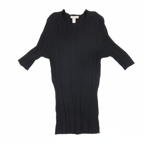 H&M Womens Black Round Neck Viscose Pullover Jumper Size S
