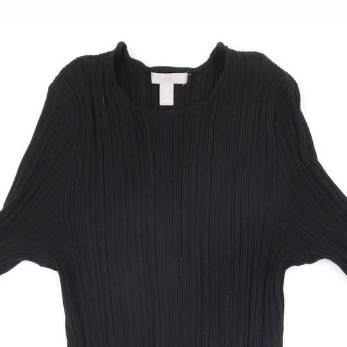 H&M Womens Black Round Neck Viscose Pullover Jumper Size S