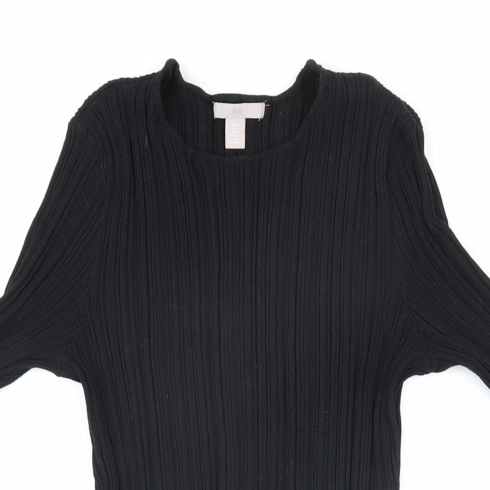 H&M Womens Black Round Neck Viscose Pullover Jumper Size S
