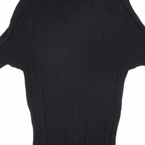 H&M Womens Black Round Neck Viscose Pullover Jumper Size S