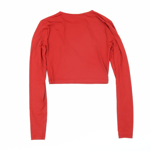 Zara Womens Red Polyamide Basic T-Shirt Size M Boat Neck