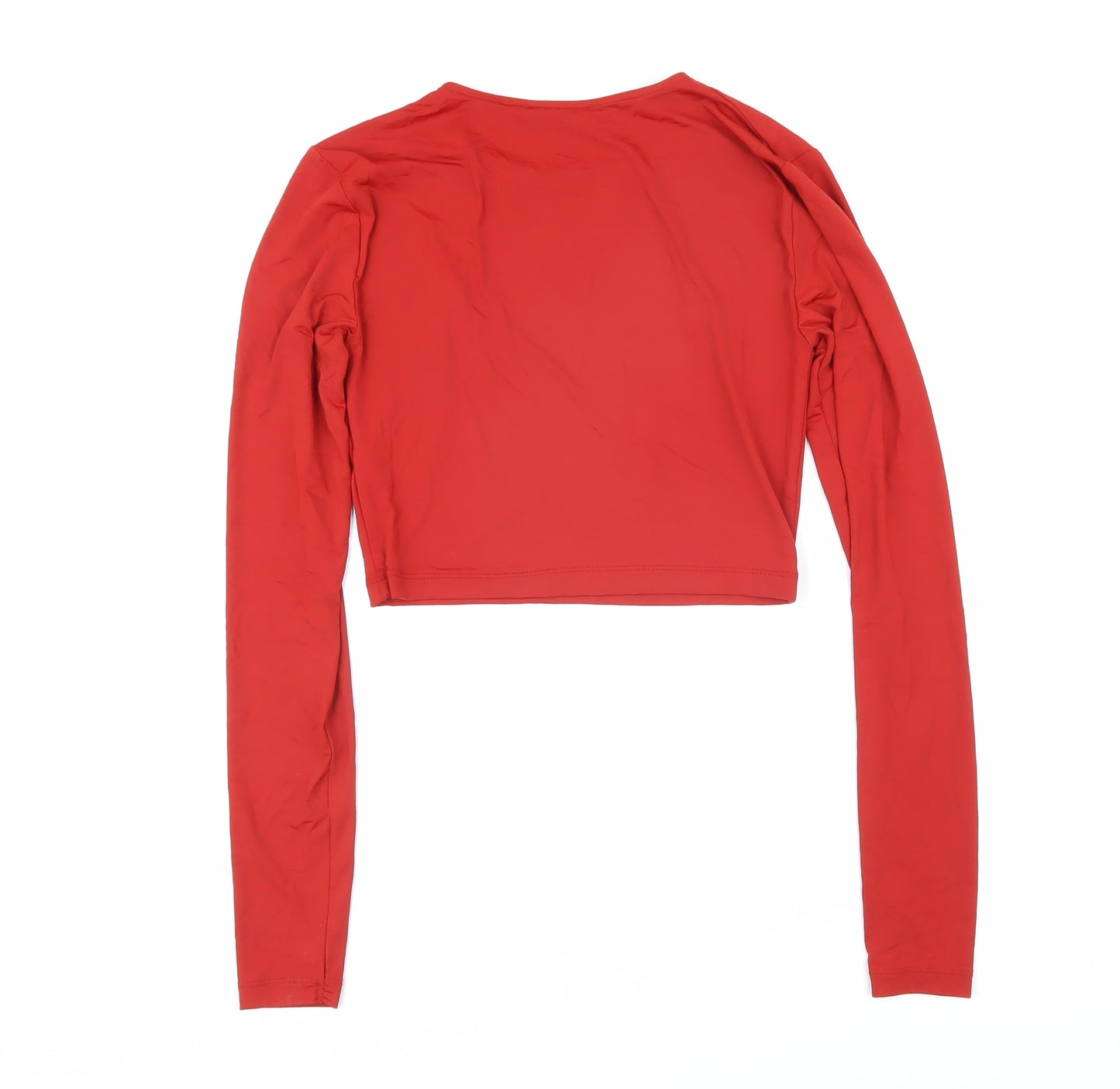 Zara Womens Red Polyamide Basic T-Shirt Size M Boat Neck