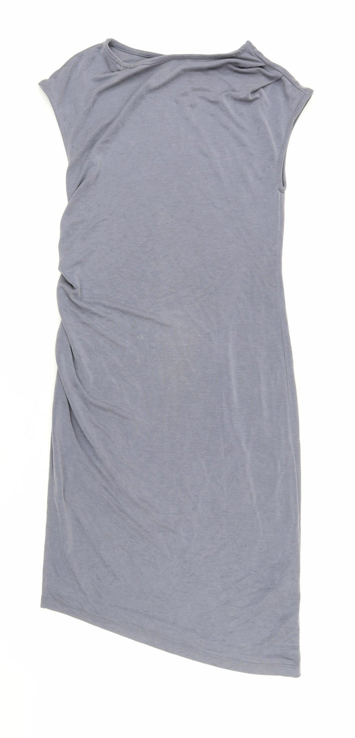 Topshop Womens Green Modal Pencil Dress Size 6 Boat Neck Pullover