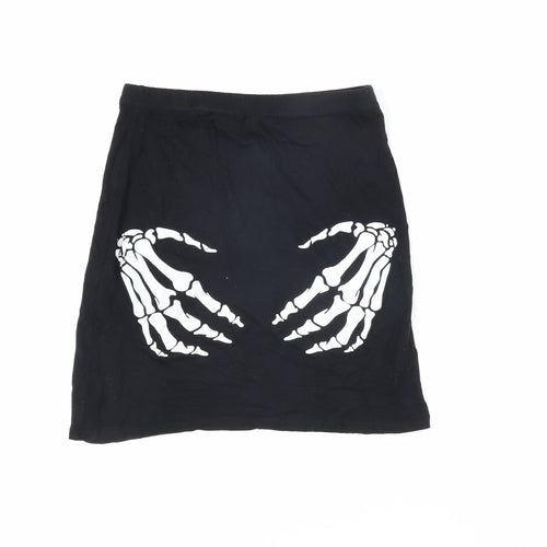 Boohoo Womens Black Viscose Mini Skirt Size 8 - Skeleton