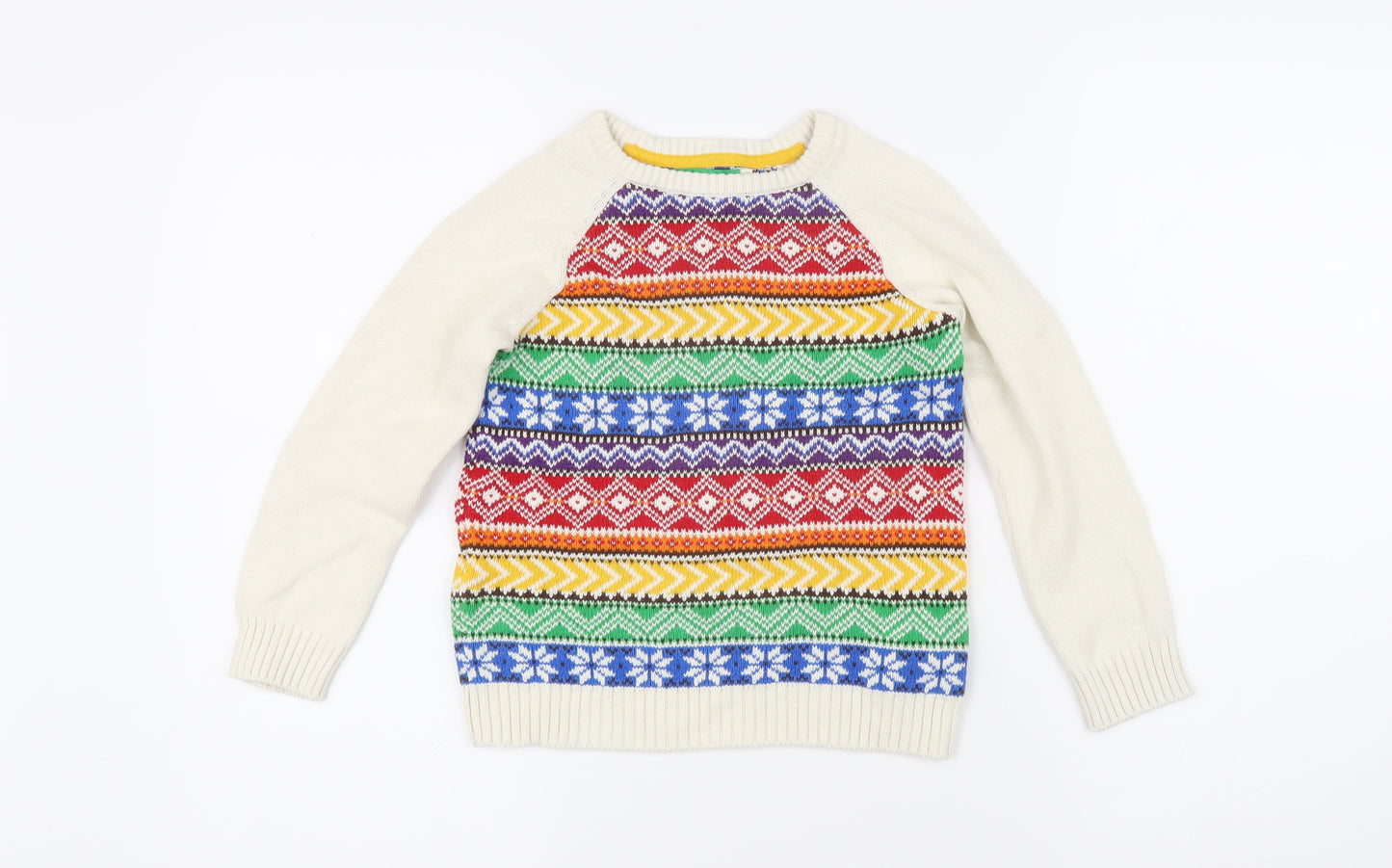 Little Bird Boys Multicoloured Round Neck Fair Isle 100% Cotton Pullover Jumper Size 5-6 Years Pullover