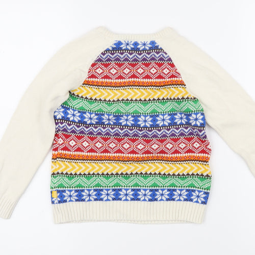 Little Bird Boys Multicoloured Round Neck Fair Isle 100% Cotton Pullover Jumper Size 5-6 Years Pullover