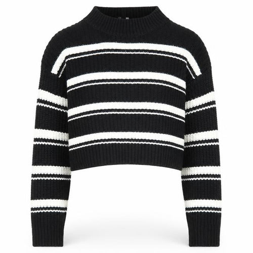 New Look Girls Black Mock Neck Striped Acrylic Pullover Jumper Size 12-13 Years Pullover