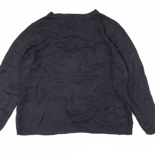 Per Una Womens Grey Boat Neck Acrylic Pullover Jumper Size 20 - Christmas Tree