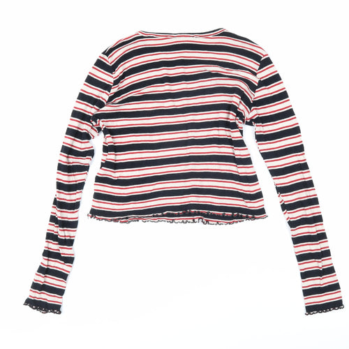 Topshop Womens Multicoloured Striped Cotton Basic T-Shirt Size 10 Boat Neck