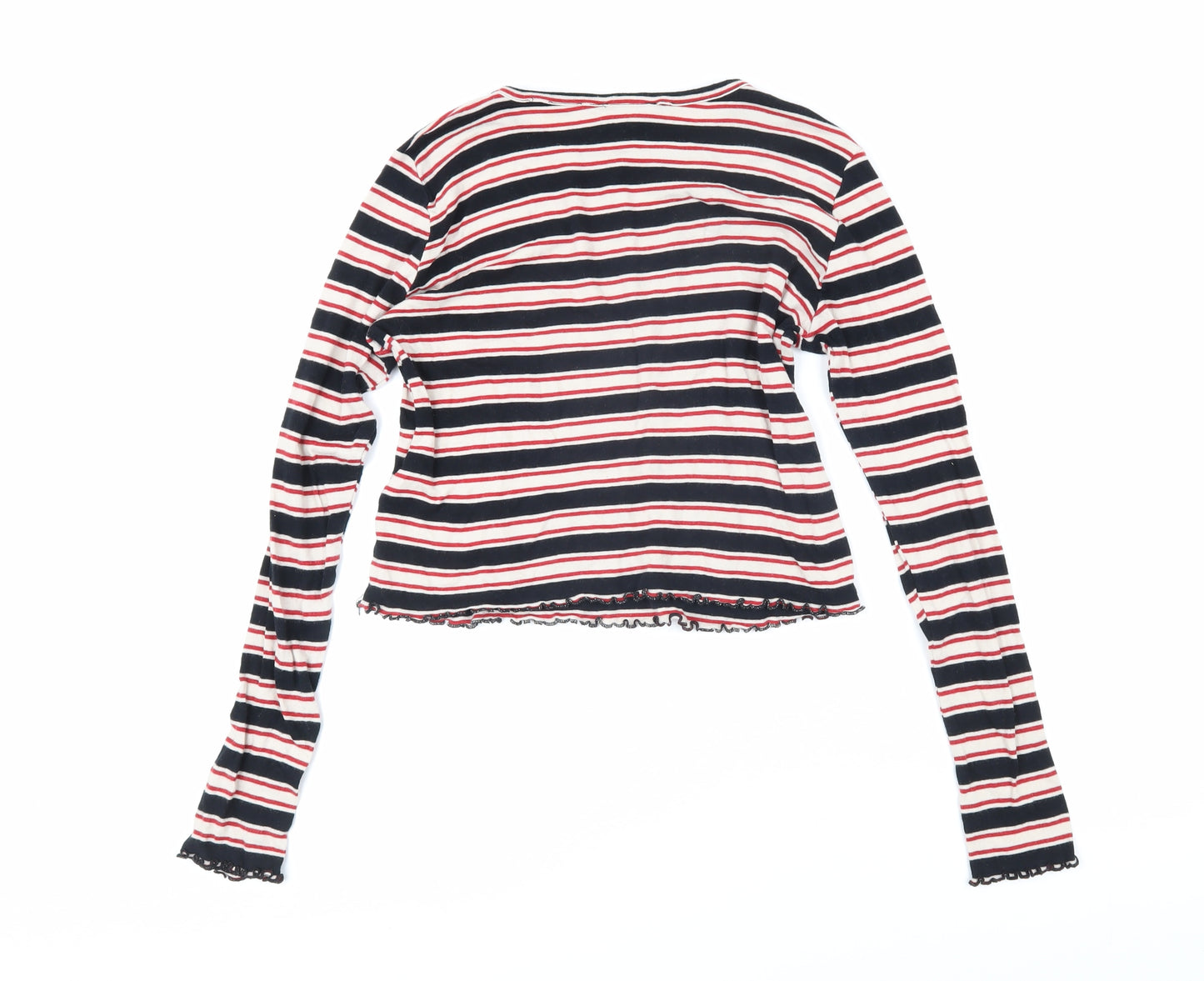 Topshop Womens Multicoloured Striped Cotton Basic T-Shirt Size 10 Boat Neck