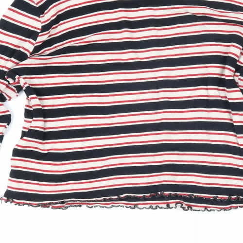 Topshop Womens Multicoloured Striped Cotton Basic T-Shirt Size 10 Boat Neck