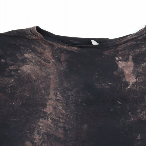 ASOS Womens Black Geometric 100% Cotton Basic T-Shirt Size 24 Round Neck - Distressed look