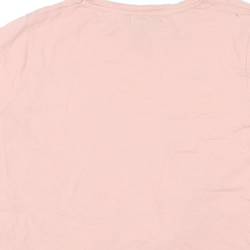 New Look Womens Pink Cotton Basic T-Shirt Size 10 Round Neck - Lips