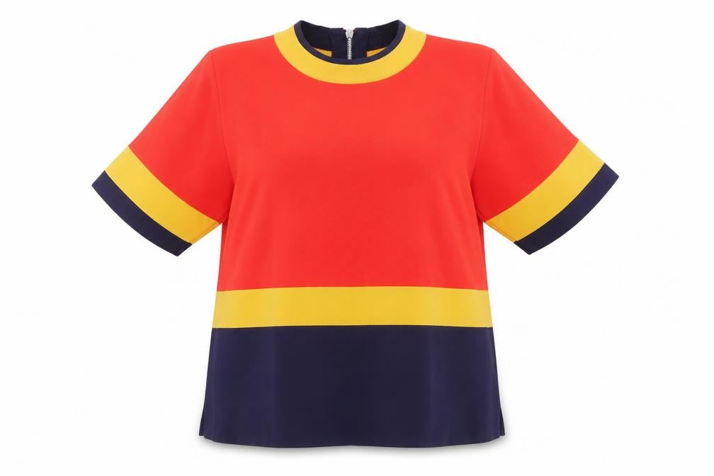 Marks and Spencer Womens Multicoloured Colourblock Polyimide Tunic T-Shirt Size 14 Round Neck