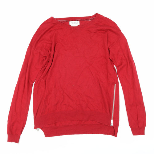 NEXT Womens Red Boat Neck Cotton Pullover Jumper Size 6 - Side zips