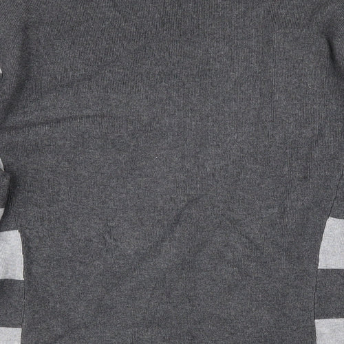 cc Womens Grey Square Neck Striped Trivinyl Pullover Jumper Size M
