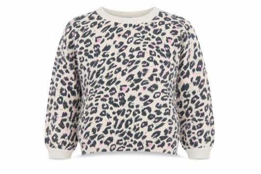 Front view of Wallis women’s beige boat neck animal print acrylic jumper, size UK 12