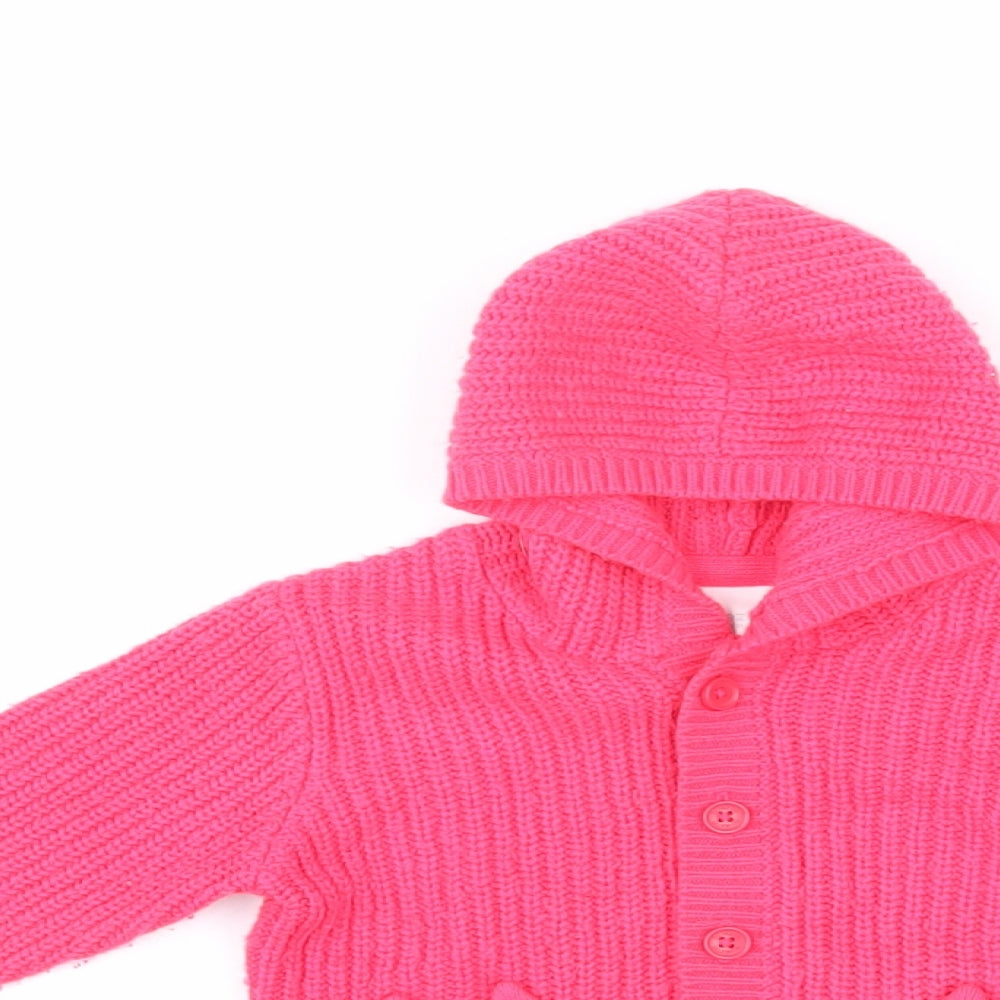 Blue Zoo Girls Pink Acrylic Cardigan Jumper Size 6-9 Months Button - cats