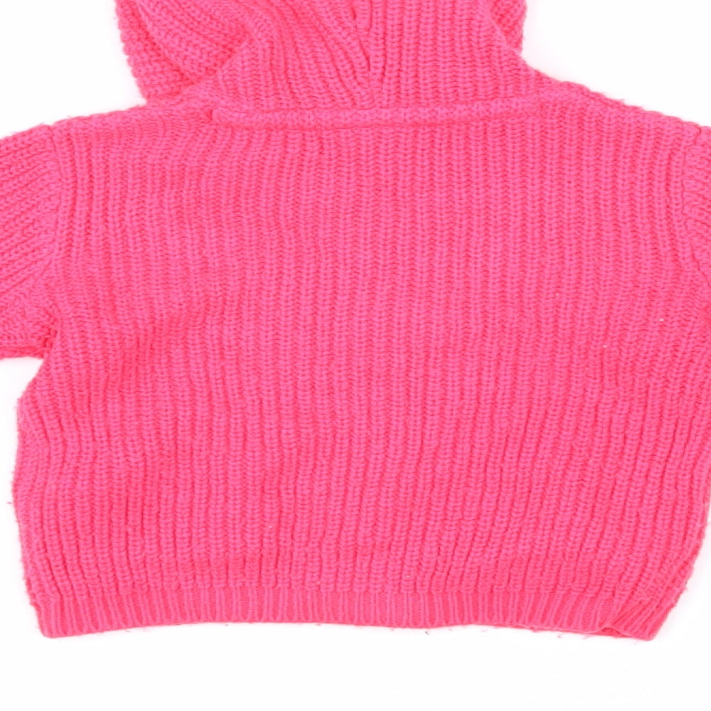 Blue Zoo Girls Pink Acrylic Cardigan Jumper Size 6-9 Months Button - cats