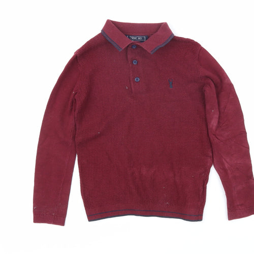 NEXT Boys Red 100% Cotton Basic Polo Size 5 Years Collared Button