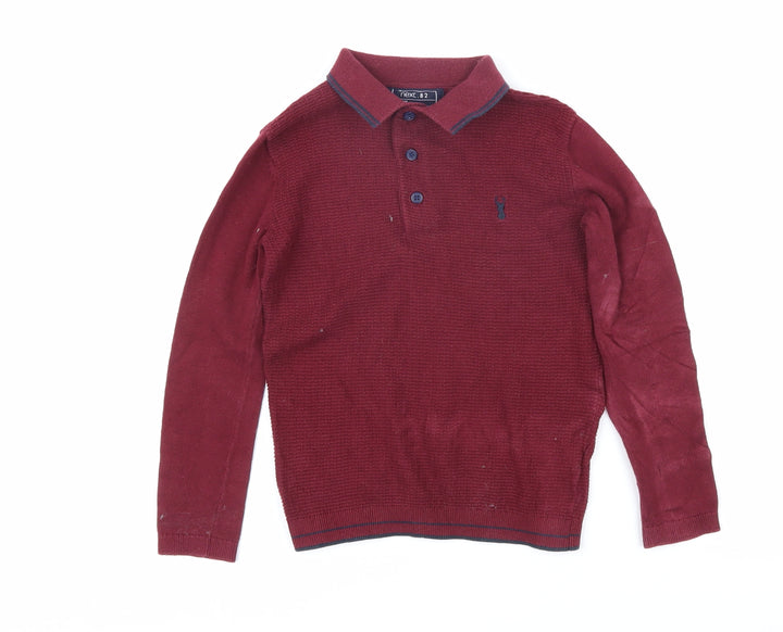 NEXT Boys Red 100% Cotton Basic Polo Size 5 Years Collared Button