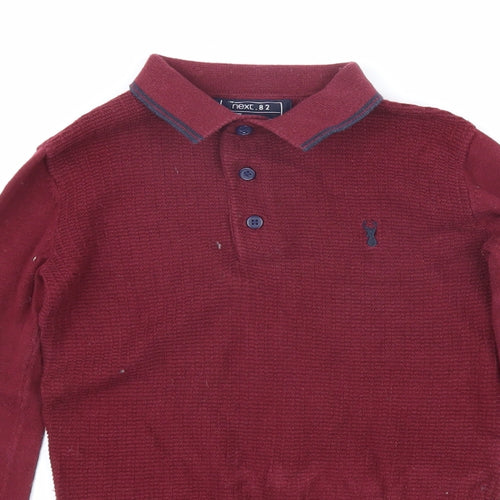 NEXT Boys Red 100% Cotton Basic Polo Size 5 Years Collared Button