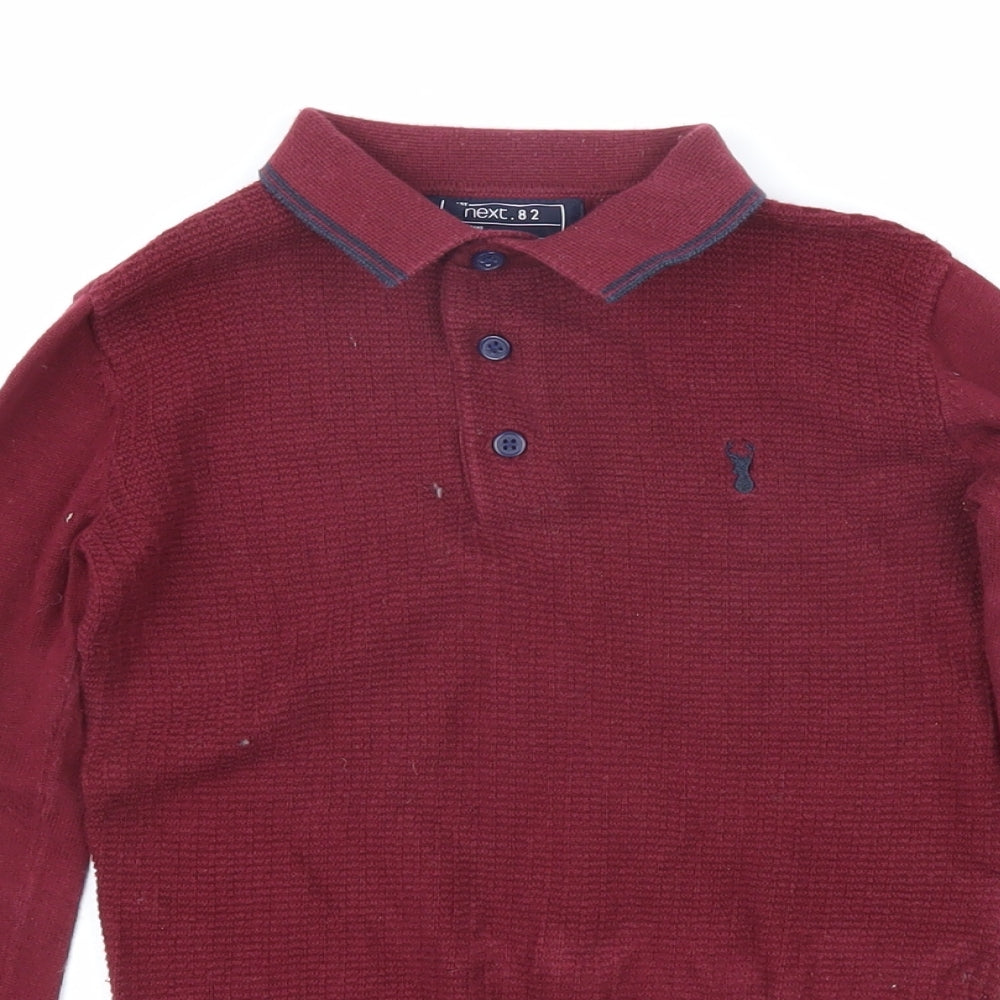 NEXT Boys Red 100% Cotton Basic Polo Size 5 Years Collared Button