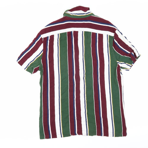 Marks & Spencer Mens Multicoloured Striped Viscose Button-Up Size M Collared Button