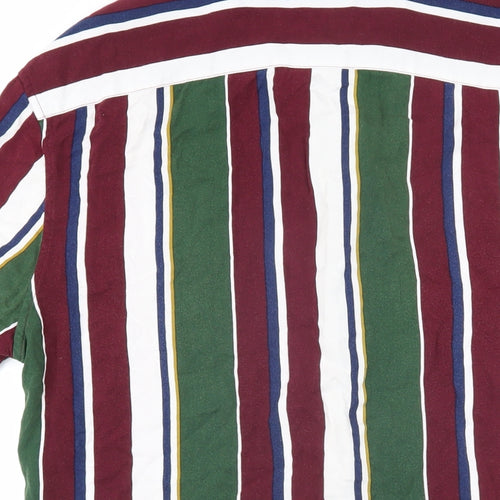 Marks & Spencer Mens Multicoloured Striped Viscose Button-Up Size M Collared Button