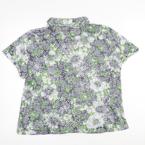 Per Una Womens Green Floral Polyester Basic Blouse Size 16 Collared