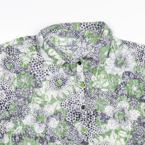 Per Una Womens Green Floral Polyester Basic Blouse Size 16 Collared